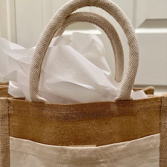 BUNDLE (2) Burlap Bags With A Satin Rose, Barn Wedding Flower Girl Wedding (NEW) - Picture 11 of 13